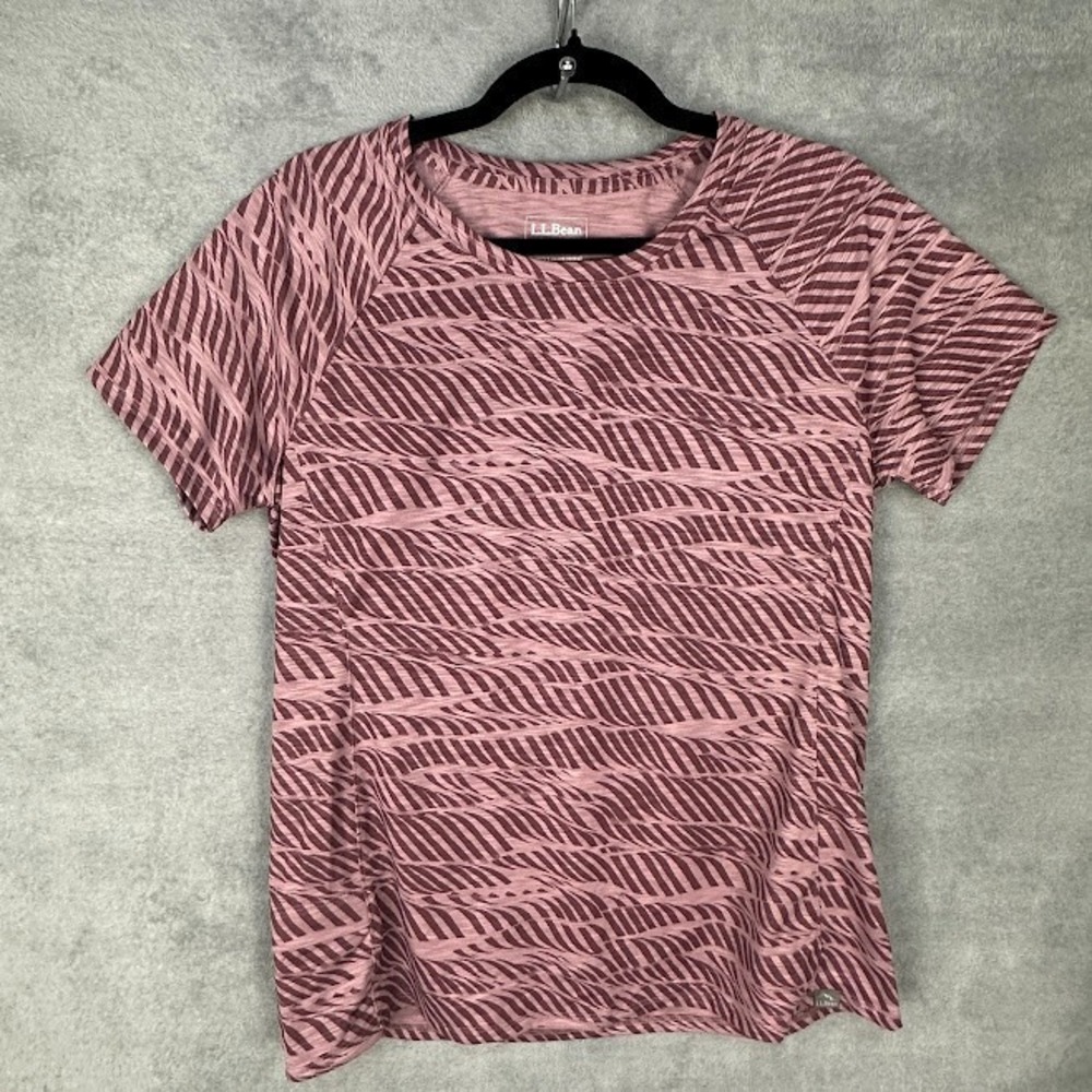 LL Bean Trail Tee Womens Medium Purple Crewneck Graphic Short Sleeve Outdoor